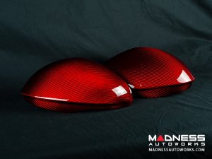 Alfa Romeo Giulia Mirror Covers - Carbon Fiber - Full Replacements - Red Candy